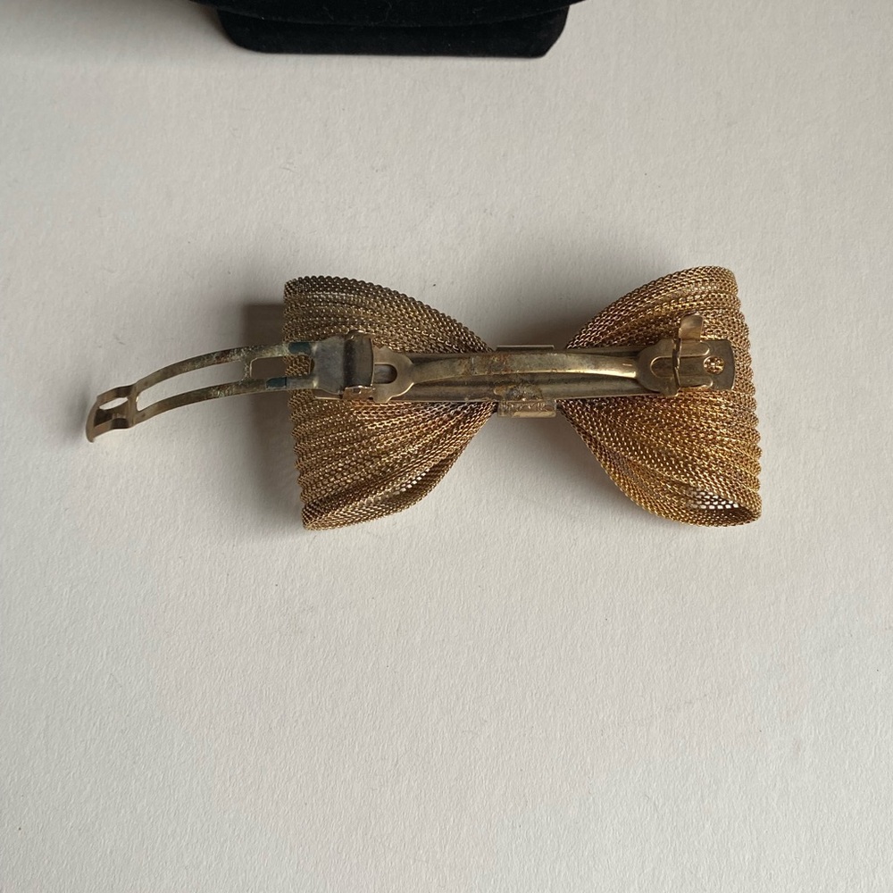 Vintage Large Gold Mesh Bow Barrette - Picture 7 of 10
